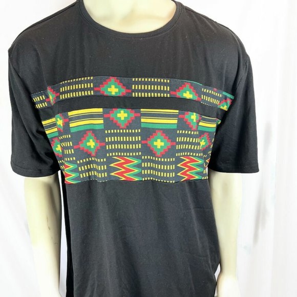 D'iyanu African Print T-Shirt Black XXL Short Sleeve - Picture 2 of 6
